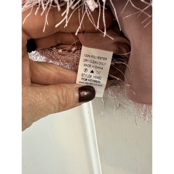 HAYDEN MAUVE Feather Fringe Cami Crop Top Size S - Picture 4 of 5